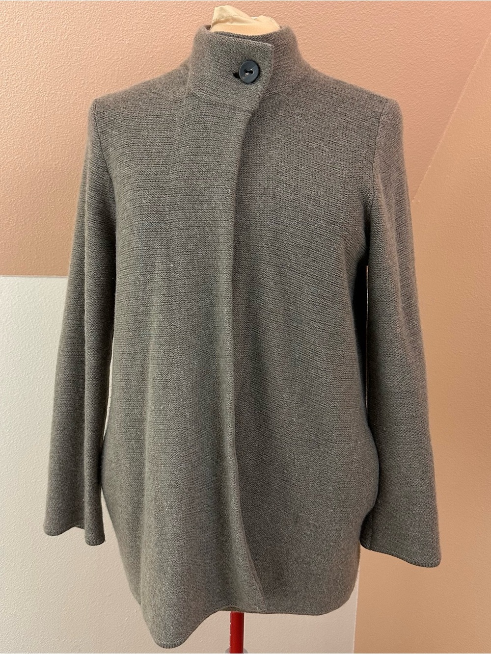 Nordstrom Collection 100% Cashmere Open Cardigan Jacket Size L One Button Preppy - Picture 2 of 16